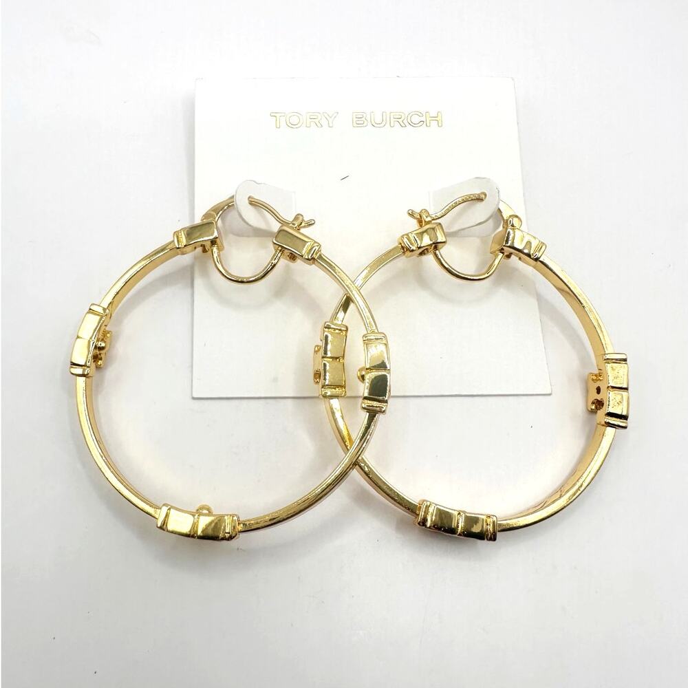 Tory Burch Logo T Earrings Oversized Signature Designer Jewelry NWT Gold